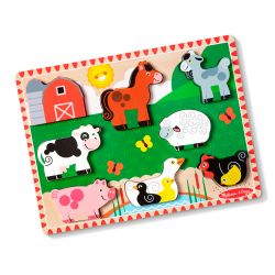 MELISSA AND DOUG - CASSE-TÊTE À GROSSES PIÈCES 8 PIÈCES EN BOIS - ANIMAUX DE LA FERME
